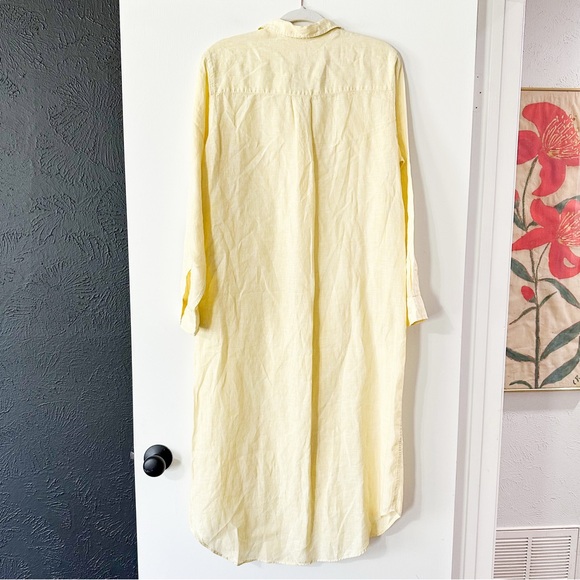 Frank & Eileen Rory Maxi Shirtdress Washed Linen Yellow Size Medium - Picture 5 of 6